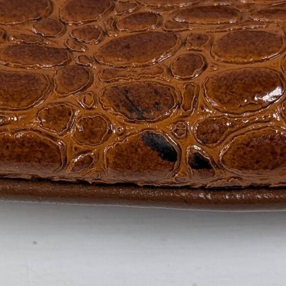 Vintage Sandro Brown Leather Faux Reptile Rectangular Shoulder Bag *READ - Picture 14 of 14
